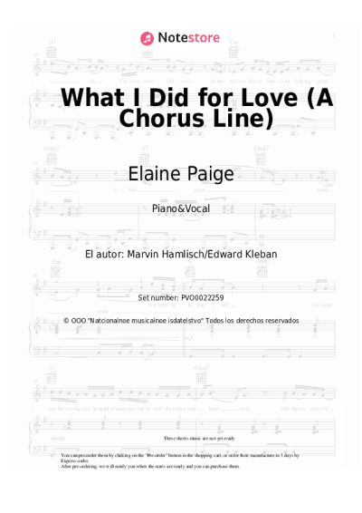Notas, acordes Elaine Paige - What I Did for Love (A Chorus Line)