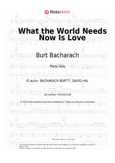 Notas, acordes Burt Bacharach - What the World Needs Now Is Love