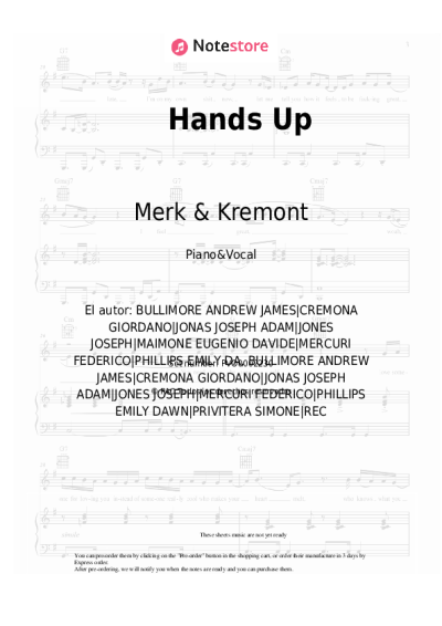 Notas, acordes Merk & Kremont, DNCE - Hands Up