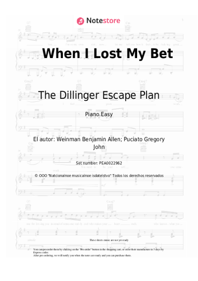 Notas, acordes The Dillinger Escape Plan - When I Lost My Bet