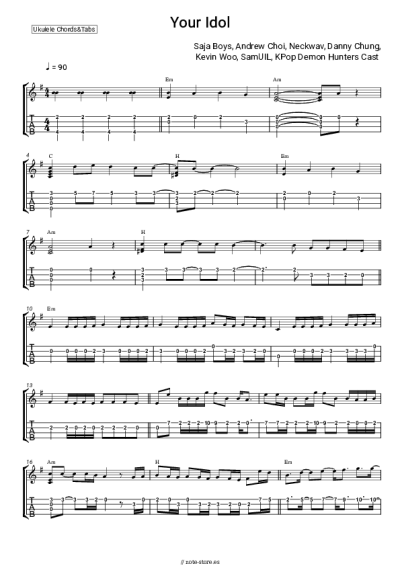 Notas, acordes Saja Boys, Andrew Choi, Neckwav, Danny Chung, Kevin Woo, SamUIL, KPop Demon Hunters Cast - Your Idol