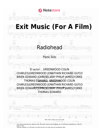 Notas, acordes Radiohead - Exit Music (For A Film)
