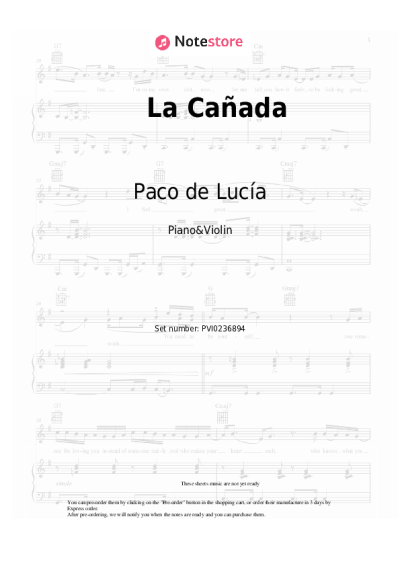 Notas, acordes Paco de Lucía - La Cañada