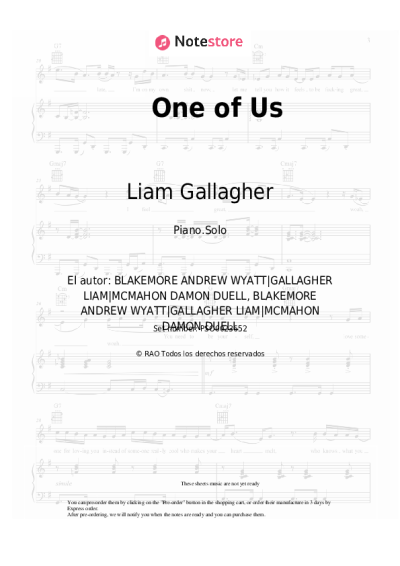 Notas, acordes Liam Gallagher - One of Us