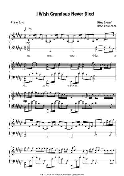 Notas, acordes Riley Green - I Wish Grandpas Never Died