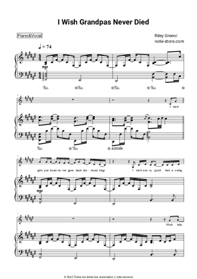 Notas, acordes Riley Green - I Wish Grandpas Never Died