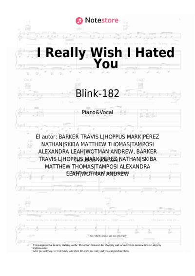 Notas, acordes Blink-182 - I Really Wish I Hated You