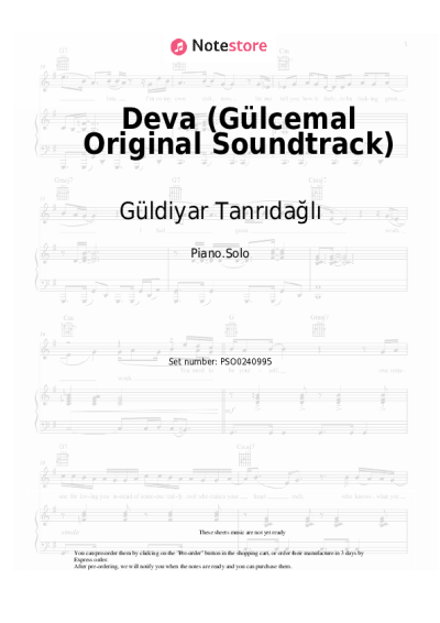 Notas, acordes Güldiyar Tanrıdağlı - Deva (Gülcemal Original Soundtrack)