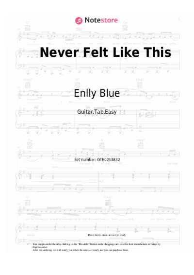 Notas, acordes Enlly Blue - Never Felt Like This