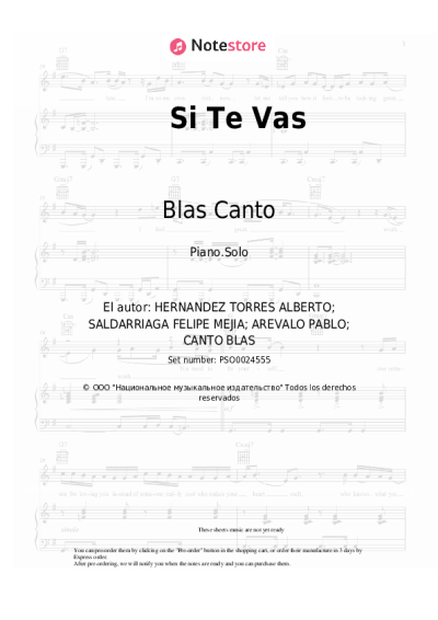 Notas, acordes Blas Canto - Si Te Vas