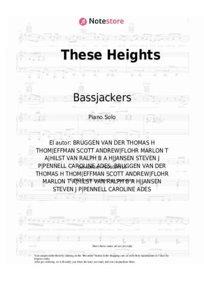 Notas, acordes Bassjackers, Lucas & Steve, Caroline Pennell - These Heights
