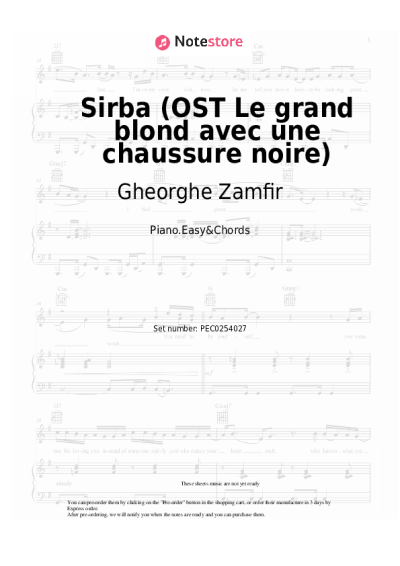 Notas, acordes Gheorghe Zamfir - Sirba (OST Le grand blond avec une chaussure noire)