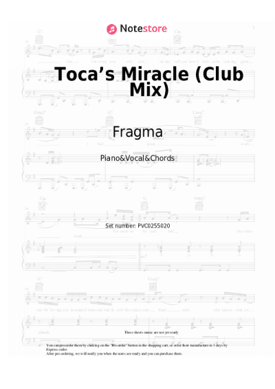 Notas, acordes Fragma - Toca’s Miracle (Club Mix)