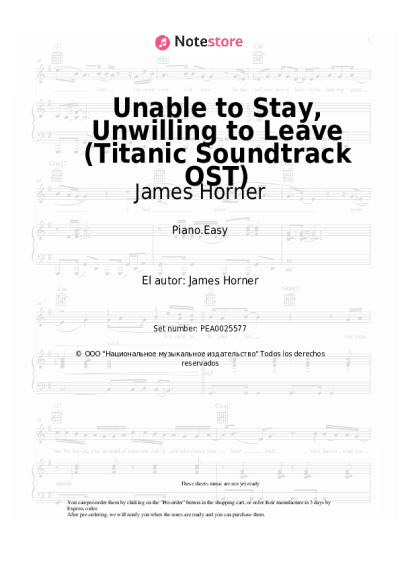 undefined James Horner - Unable to Stay, Unwilling to Leave (Titanic Soundtrack OST)