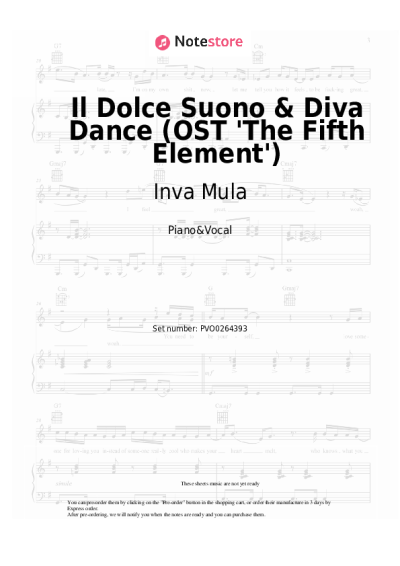 Notas, acordes Inva Mula, Eric Serra - Il Dolce Suono & Diva Dance (OST 'The Fifth Element')