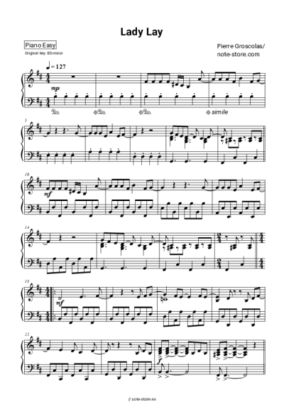 Notas, acordes Pierre Groscolas - Lady lay