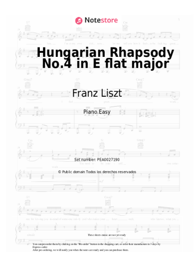 Notas, acordes Franz Liszt - Hungarian Rhapsody No.4 in E flat major