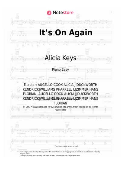 Notas, acordes Alicia Keys, Kendrick Lamar - It’s On Again