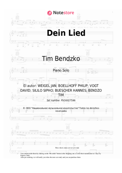 undefined Tim Bendzko - Dein Lied