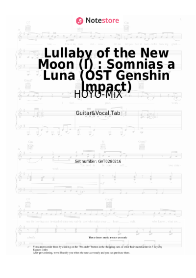Notas, acordes HOYO-MiX - Lullaby of the New Moon (I) : Somnias a Luna (OST Genshin Impact)