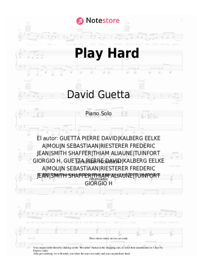 Notas, acordes David Guetta, Ne-Yo, Akon - Play Hard