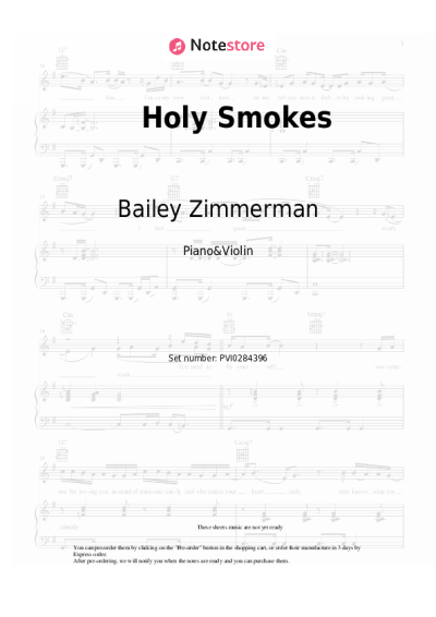 Notas, acordes Bailey Zimmerman - Holy Smokes 