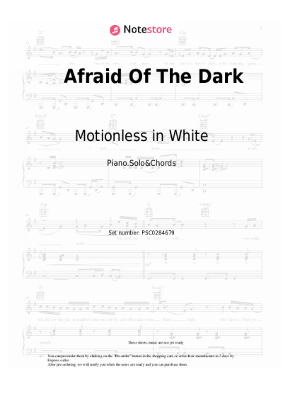 Notas, acordes Motionless in White - Afraid Of The Dark