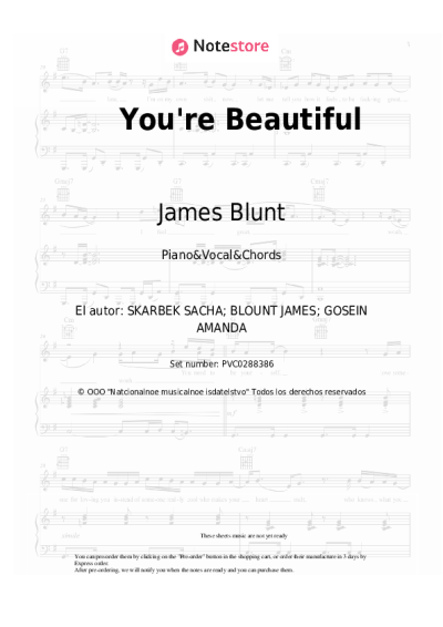 Notas, acordes James Blunt - You're Beautiful