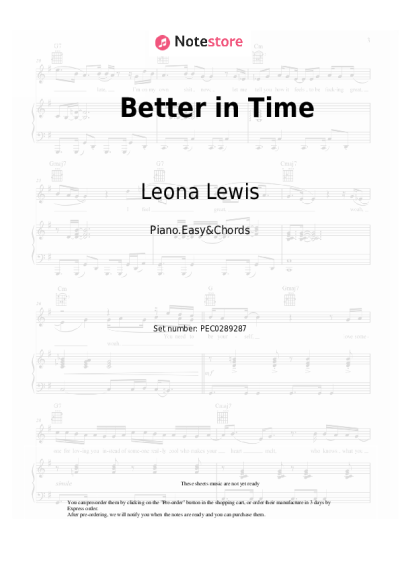 Notas, acordes Leona Lewis - Better in Time