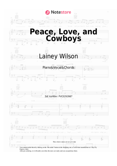Notas, acordes Lainey Wilson - Peace, Love, and Cowboys