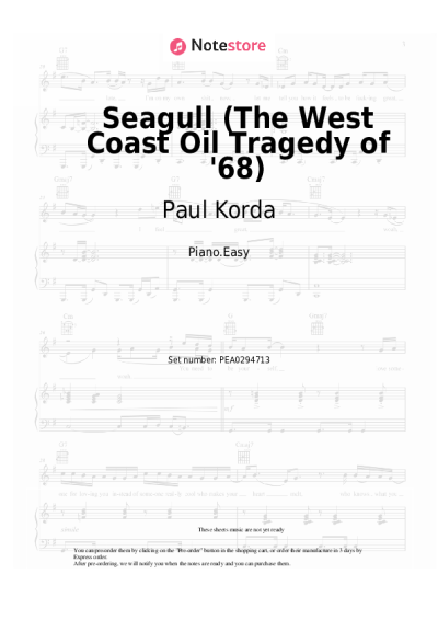 Notas, acordes Paul Korda - Seagull (The West Coast Oil Tragedy of '68)