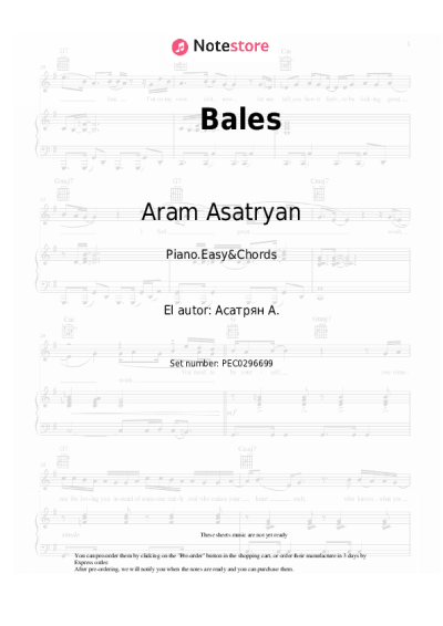 Notas, acordes Aram Asatryan - Bales