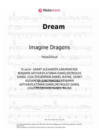 Notas, acordes Imagine Dragons - Dream