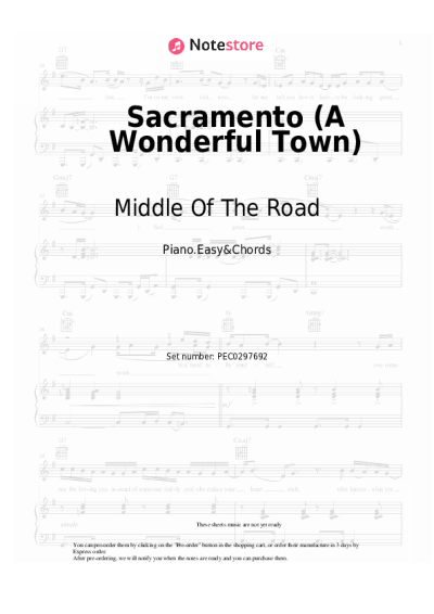 Notas, acordes Middle Of The Road - Sacramento (A Wonderful Town)
