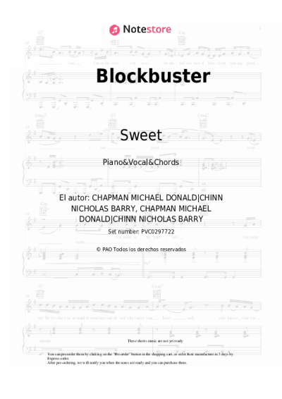 Notas, acordes Sweet - Blockbuster