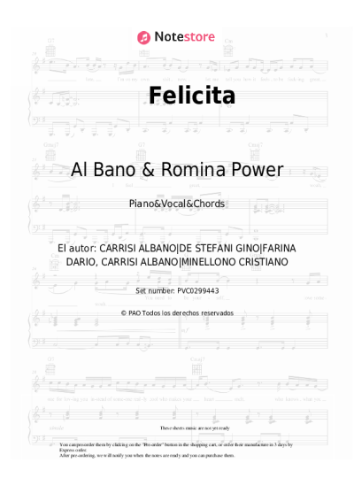 Notas, acordes Al Bano & Romina Power - Felicita