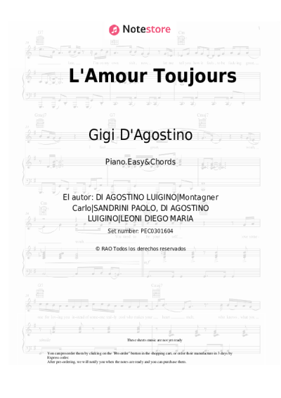 Notas, acordes Gigi D'Agostino - L'Amour Toujours