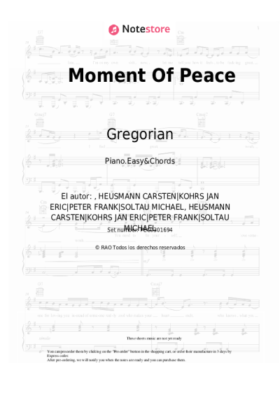 Notas, acordes Gregorian - Moment Of Peace
