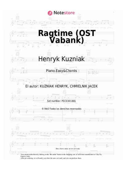 Notas, acordes Henryk Kuzniak - Ragtime (OST Vabank)