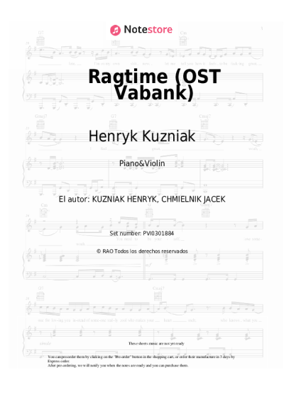 Notas, acordes Henryk Kuzniak - Ragtime (OST Vabank)