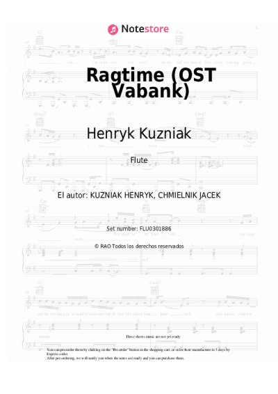 Notas, acordes Henryk Kuzniak - Ragtime (OST Vabank)