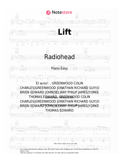 Notas, acordes Radiohead - Lift