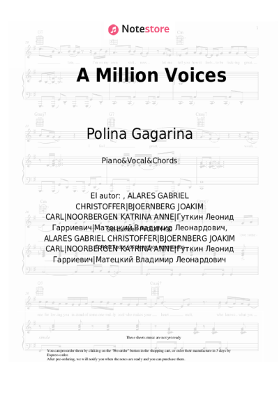 Notas, acordes Polina Gagarina - A Million Voices