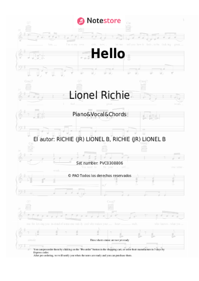 Notas, acordes Lionel Richie - Hello