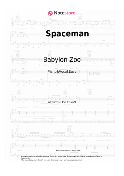 Notas, acordes Babylon Zoo - Spaceman