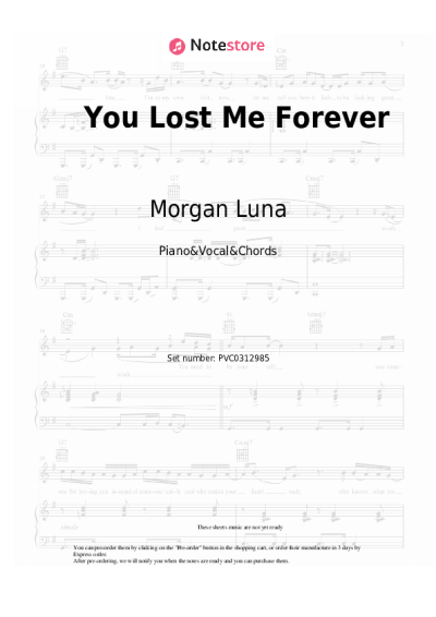 Notas, acordes Morgan Luna - You Lost Me Forever