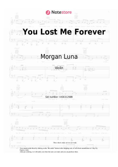 Notas, acordes Morgan Luna - You Lost Me Forever