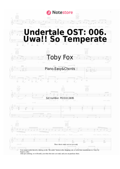 Notas, acordes Toby Fox - Undertale OST: 006. Uwa!! So Temperate