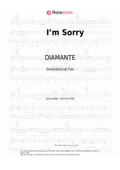 Notas, acordes DIAMANTE - I’m Sorry