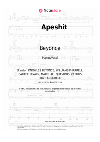 Notas, acordes Beyonce, Jay-Z - Apeshit